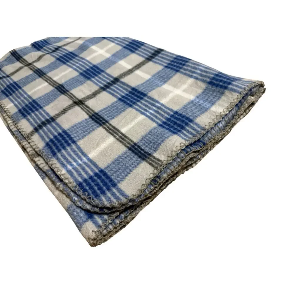Blue Gray Black Plaid Fleece Blanket Accent Throw Cover Quilt Tartan Soft Cozy